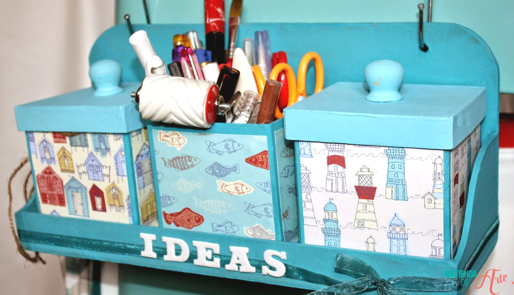 Organización materiales de scrapbooking. Chalky Paint DIY.