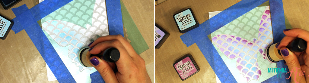 Haz fondos con stencils y Distress Ink