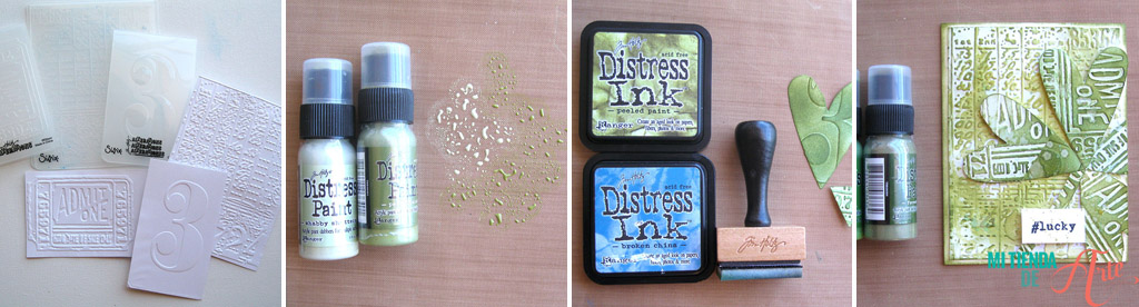 Realzar embossing en frío con tintas distress