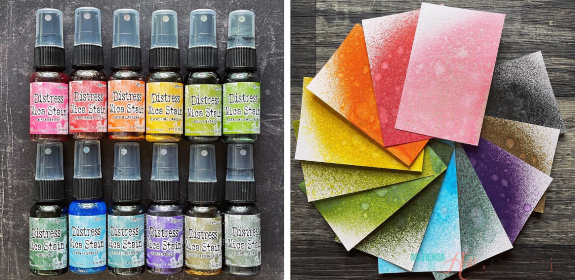fabre distress mica spray, scrapbooking